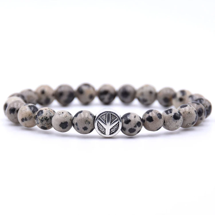 Знак мира браслет классический натуральный камень из бисера браслеты из нержавеющей стали для мужчин женщин лучший друг 2019 Шарм подарок (KB8043)