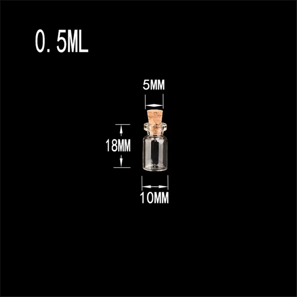 0.5ml Cute Glass Pendants Mini Bottles With Cork Empty Small Wishing Bottle Decoration Crafts Glass Vials Jars