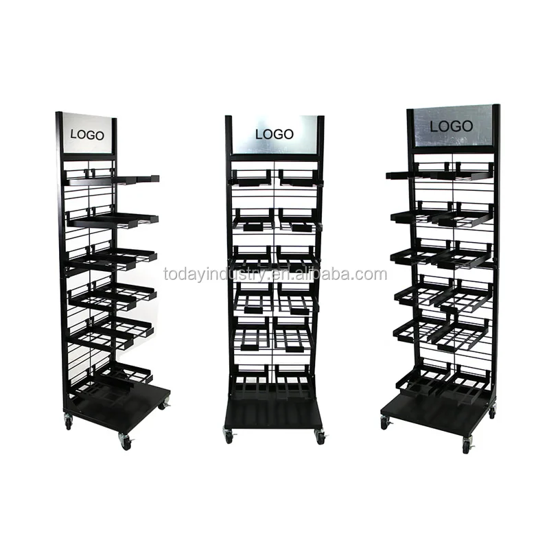 3Layer POS Floor Pharmcy Salon Hair Color Drug Cosmetic Store Shelf Metal Makeup Display Stand Hair Care Display Stand
