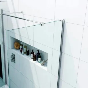 
SALLY 8mm Frameless Wetroom Walk in Glass Shower Door with Side Panel and Flipper Enclosure 