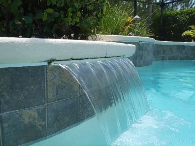 Easy install acrylic wall water blade swimming pool indoor decorative waterfall with led light