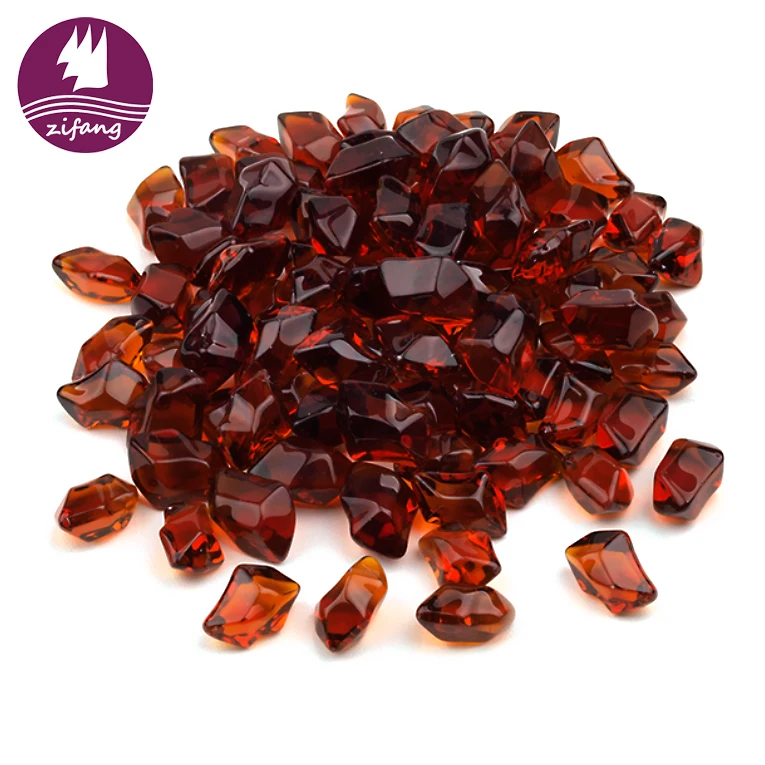 Top quality amber large craft beads fire pit glass beads fire glass crystals
