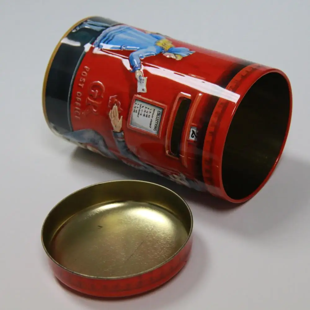 pillar-box shape metal piggy bank/coin storage box