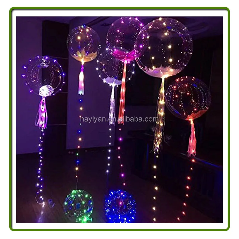 
LED Light Up Balloon, 3M Led String Bobo Balloon Bubble for Wedding Birthday Christmas Party Decorative Colorful 