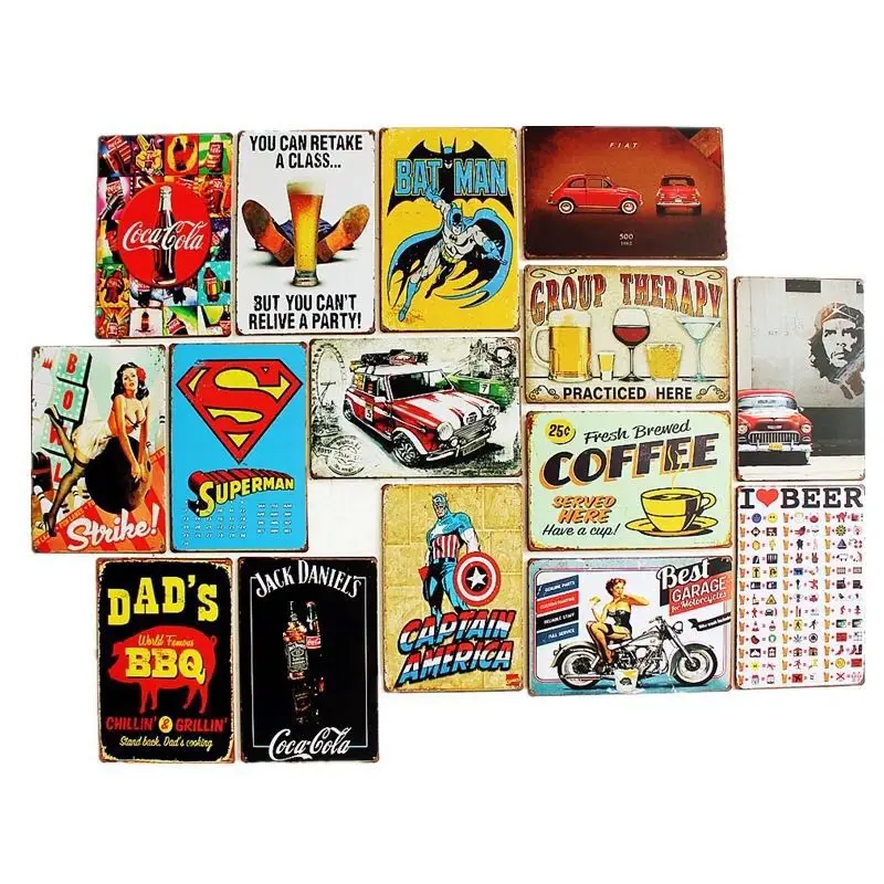 Индивидуальный винтажный жестяной знак с несколькими узорами, жестяной Ретро декоративный металлический знак