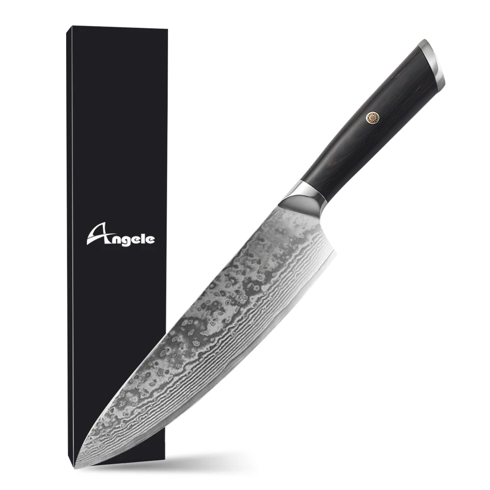 Japanese VG-10 Damascus chef knife with pakka handle kitchen knife set