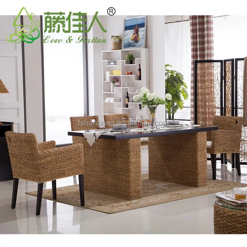 China Hotsale rattan wicker dining table and chair set