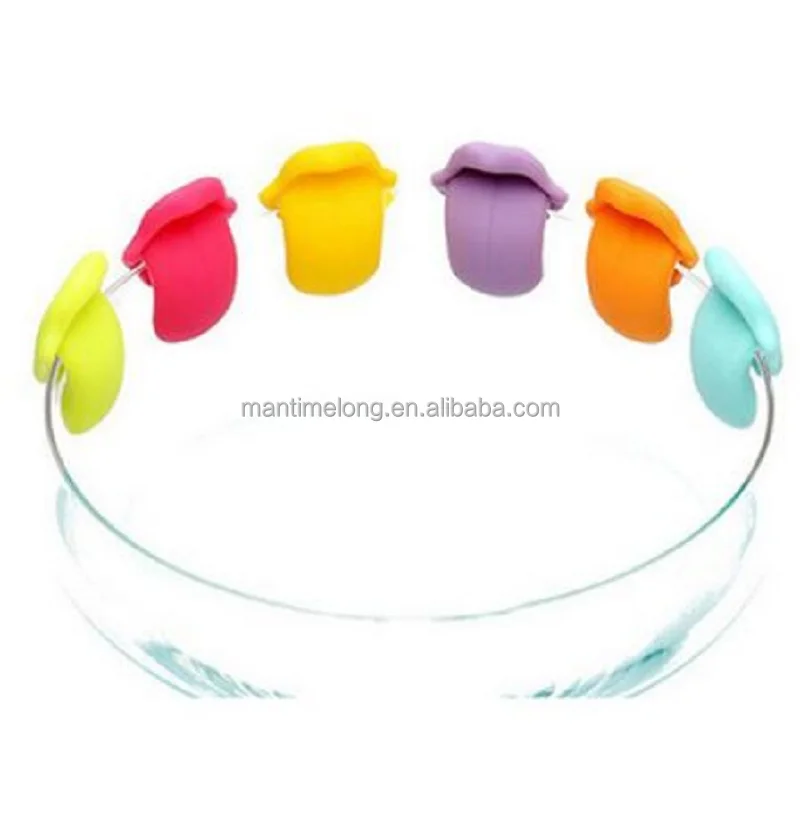 6pcs set Party Dedicated Silicone Recognizer Rubber Label Wine Glasses Wine Glass Marker Tongue Novelty Shark