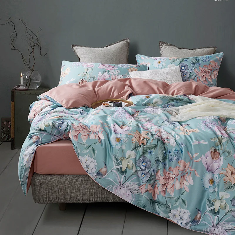 60S combed 100% egyptian cotton luxury home bedding sets 3d digital printed