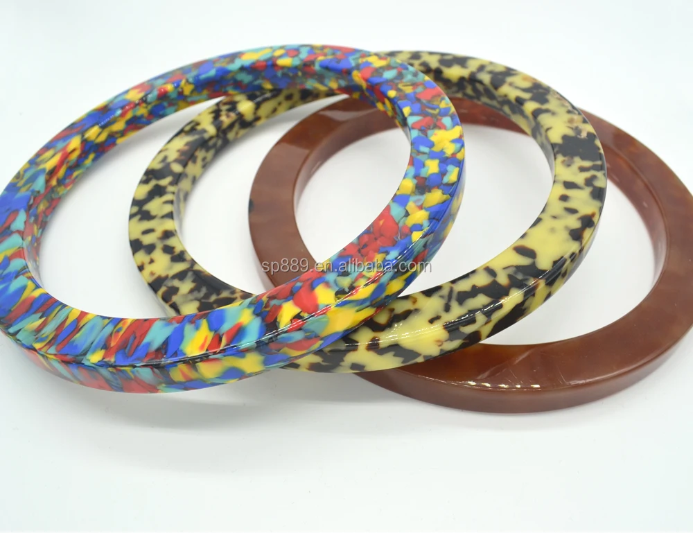 Nice vintage CA bag handle acetate clutch handles round acrylic purse handle big O- ring handles