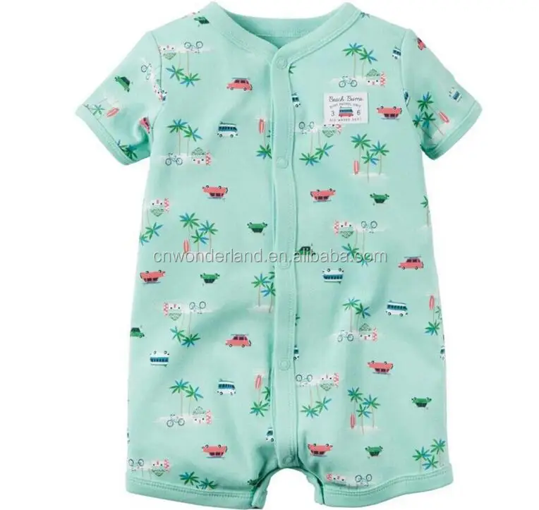 Wholesale cheap customized unisex baby shortie romper baby round collar bodysuit
