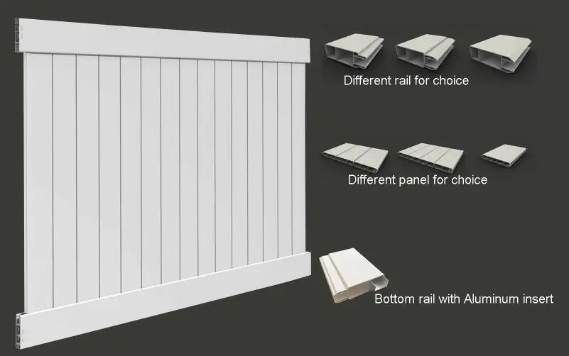 Cheap white PVC /Vinyl Privacy 8x8 fence panels