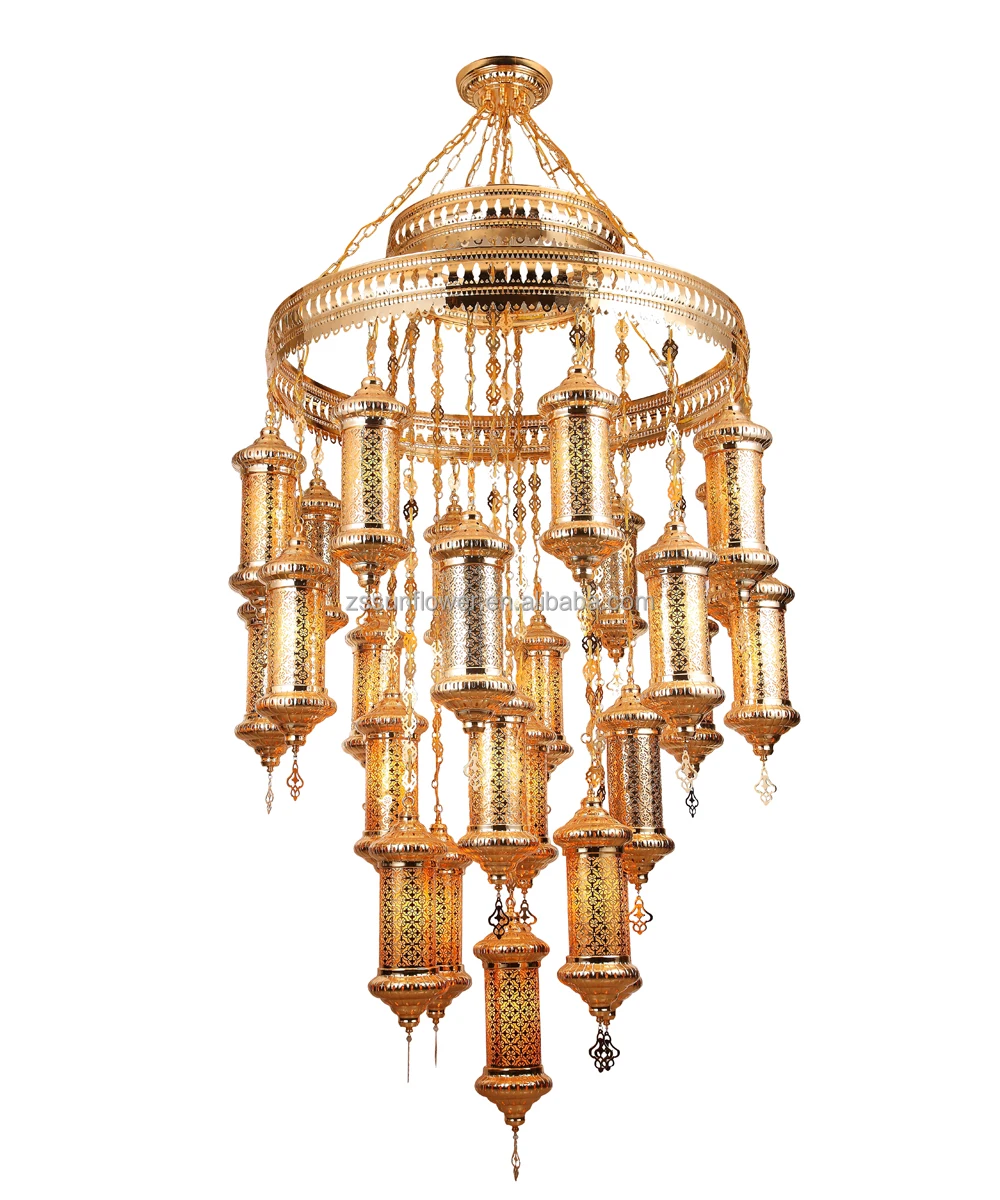 Turkish style 25 metal ball large gold chandelier
