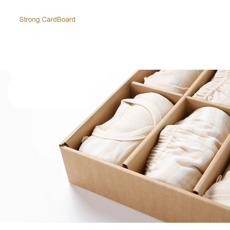 Recycled Safe Material Custom Foldable NewBorn Baby Clothes Kraft Paper Packaging Gift Box
