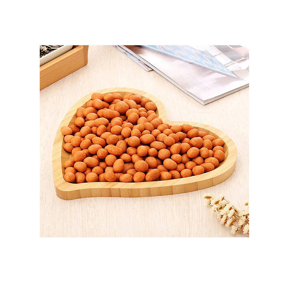 Best seller 2 Sets Heat Shape Bamboo Dinnerware Wood Plates for food snacks sugar