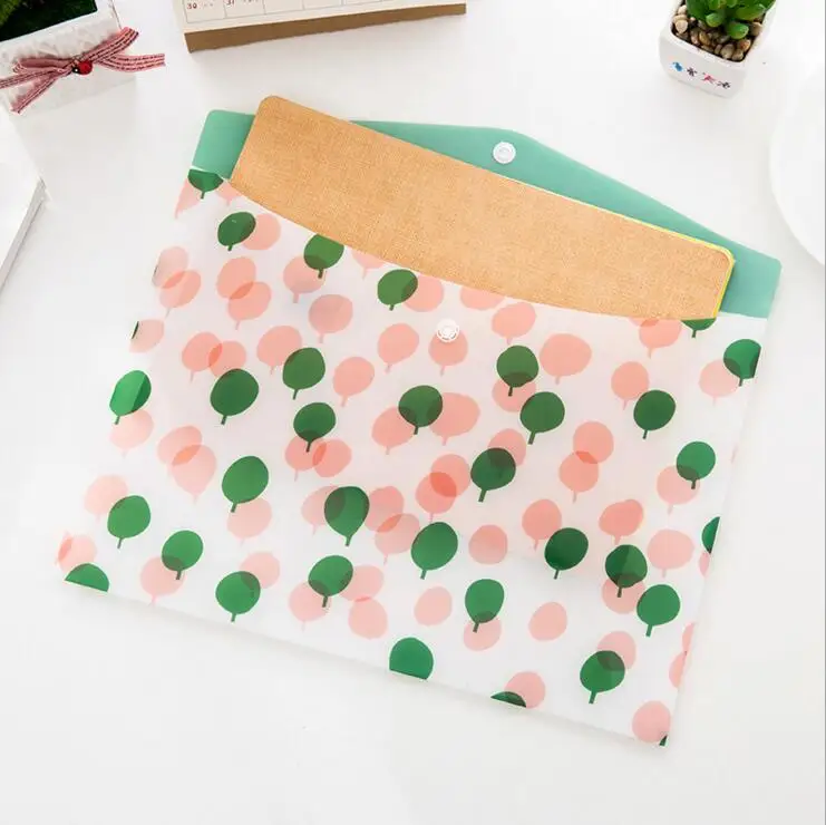 New Kawaii A4 pouch bag Korean Office School Filing Products Document Bag Cute Buckle Closure Envelope File Folder
