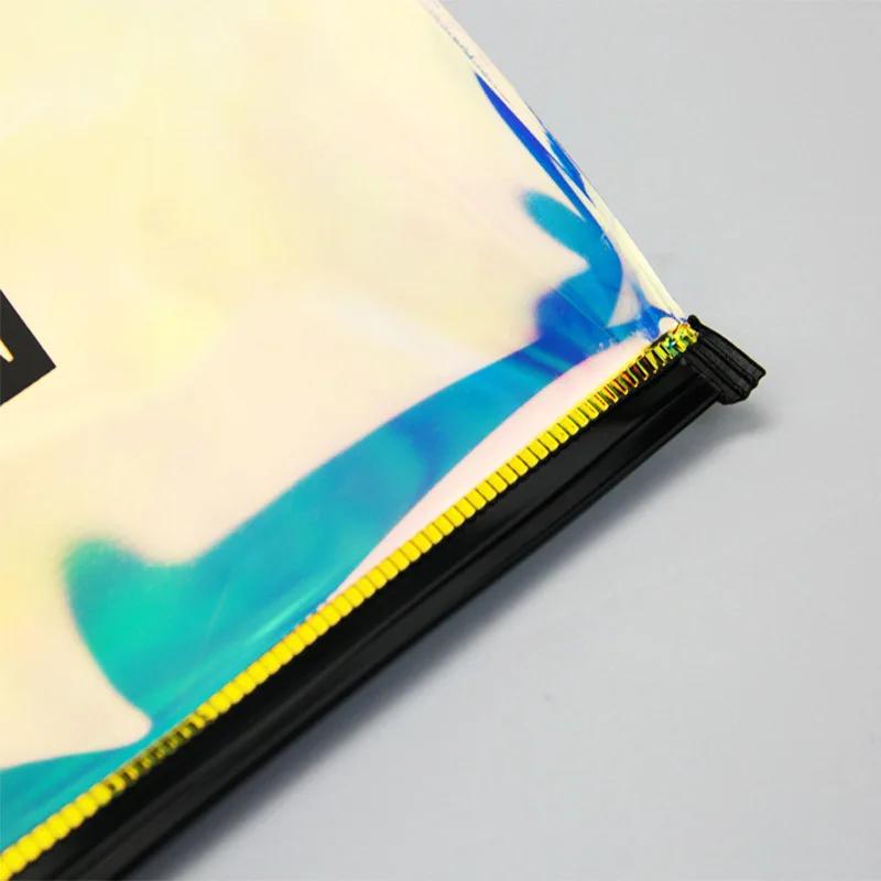 Custom pvc ziplock holographic makeup bag hologram cosmetic bag