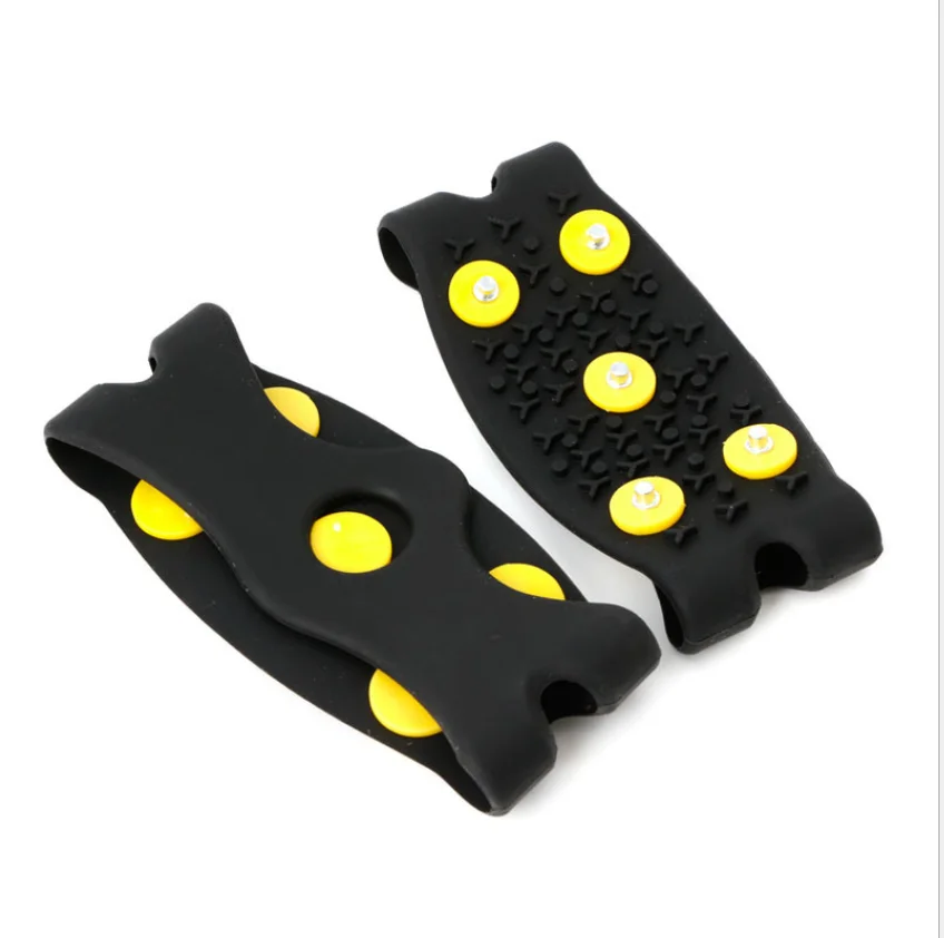 Unisex 5 spikys Anti-Static rubber+pvc teeth ice snow walking rubber climbing Ice crampons gripper shoes