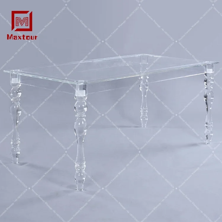 Custom clear ghost wedding furniture bride and groom acrylic dining table for event