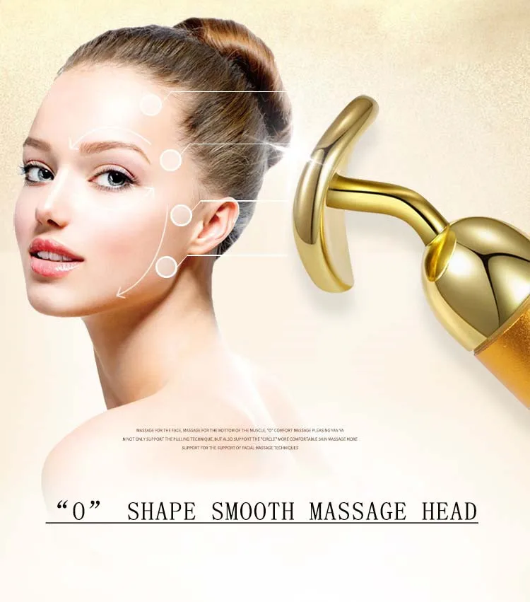 O-shape Face Massage Roller Golden Vibrating Energy Beauty Bar