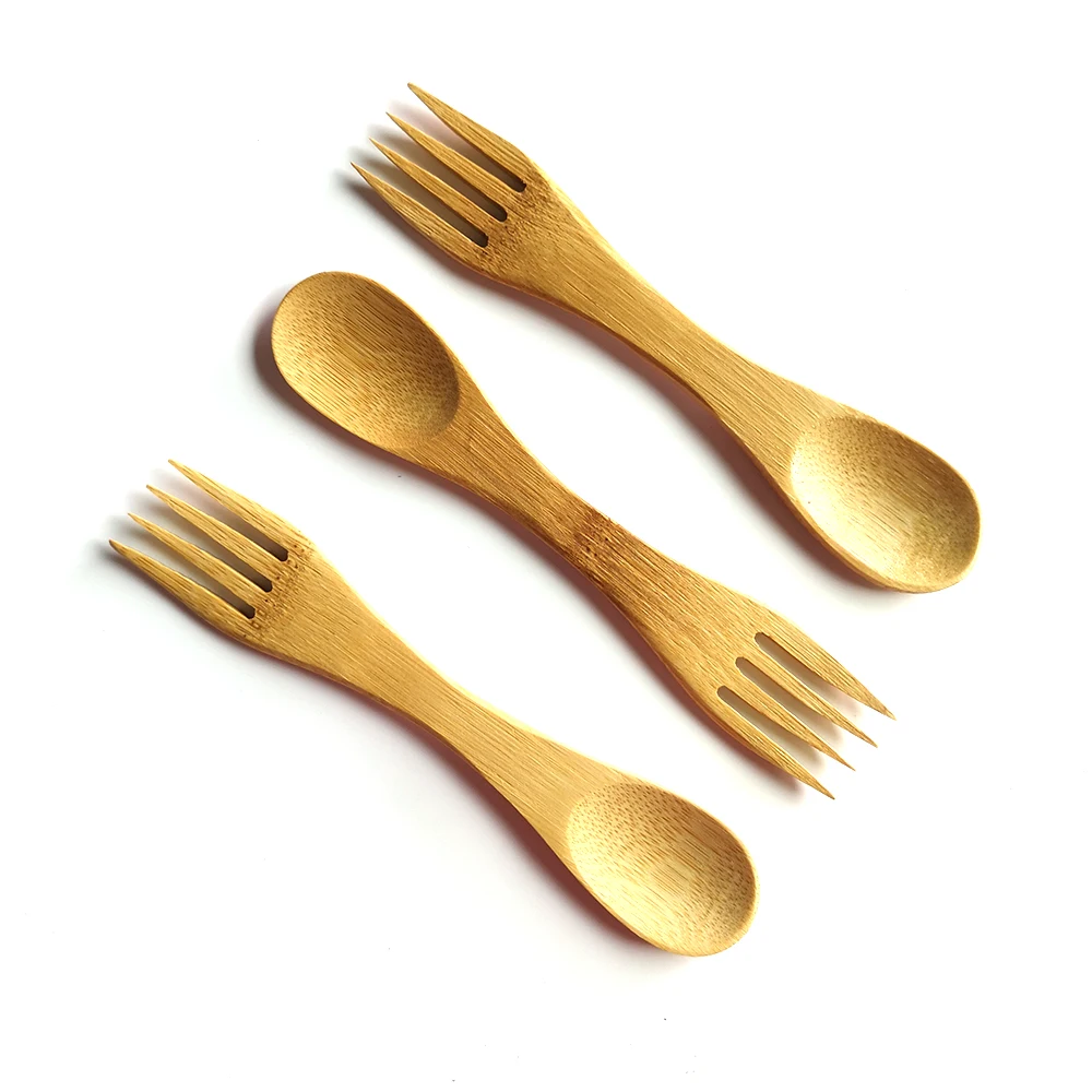 
Bamboo cutlery spork spoon fork 2 in 1 custom logo 17cm  (62167536485)