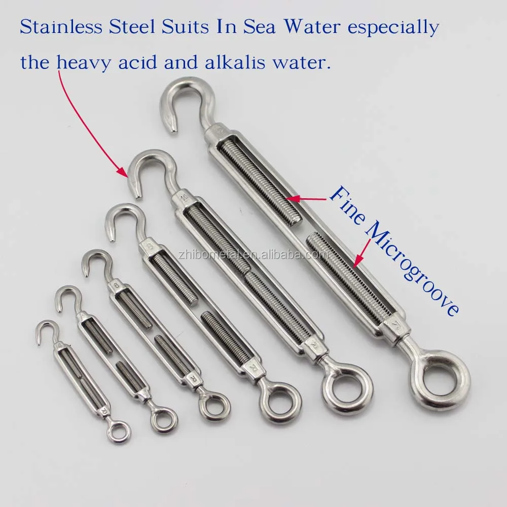 High Polished rope fittings rigging hardware Stainless Steel Open Body Turnbuckles