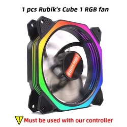 Кубик Рубика Coolmoon, 1 многоугольный внешний вид, охлаждающий вентилятор для ПК, 12 В, светодиодный контроллер, Радиочастотный пульт дистанционного управления, компьютерный корпус, вентилятор 120 мм rgb