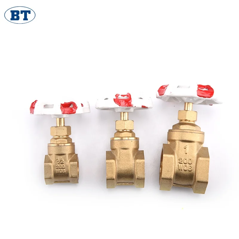 Латунный водяной затвор BT4002 с красной ручкой, 2 дюйма