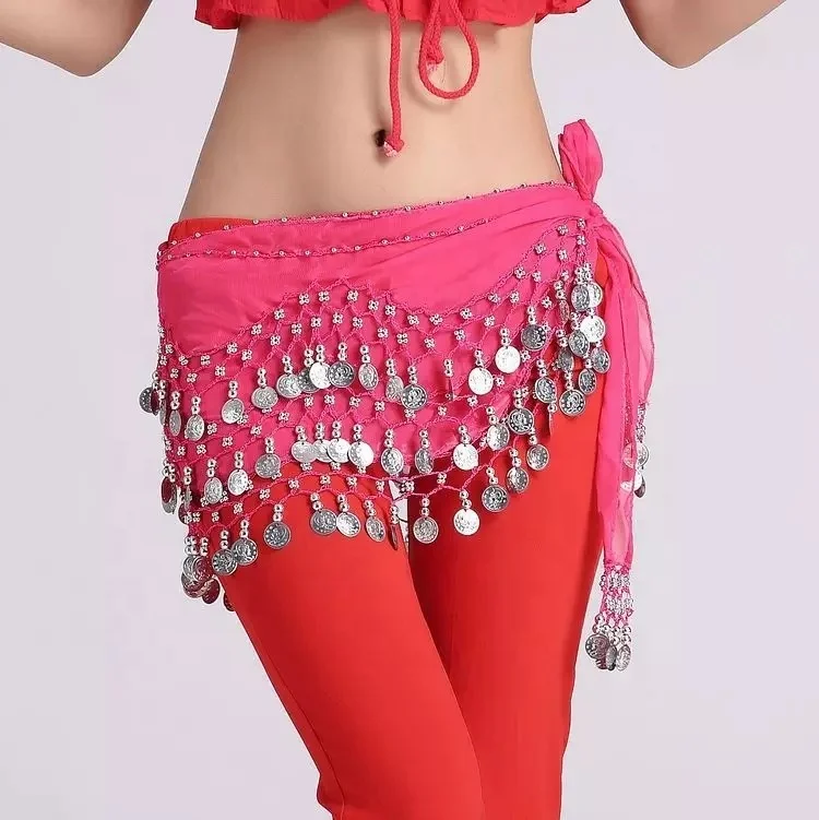 Шифоновое платье в виде золотых монет на ремешке с юбкой в стиле хип-хоп танец живота шарф