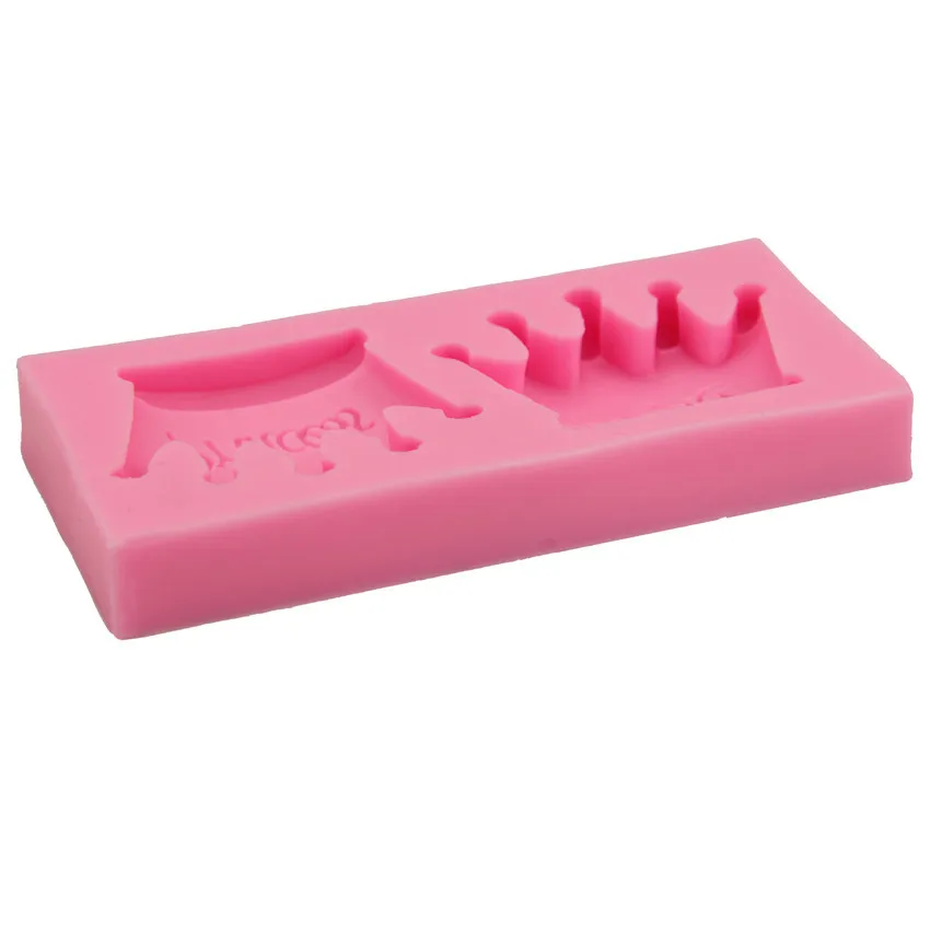 amazon hot selling 2 Large Princess Crown Mold 3d silicone cake decorating molds