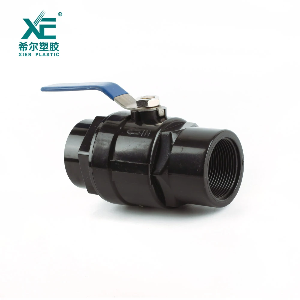 Top quality pvc black body stainless steel handle 2 piece ball valve