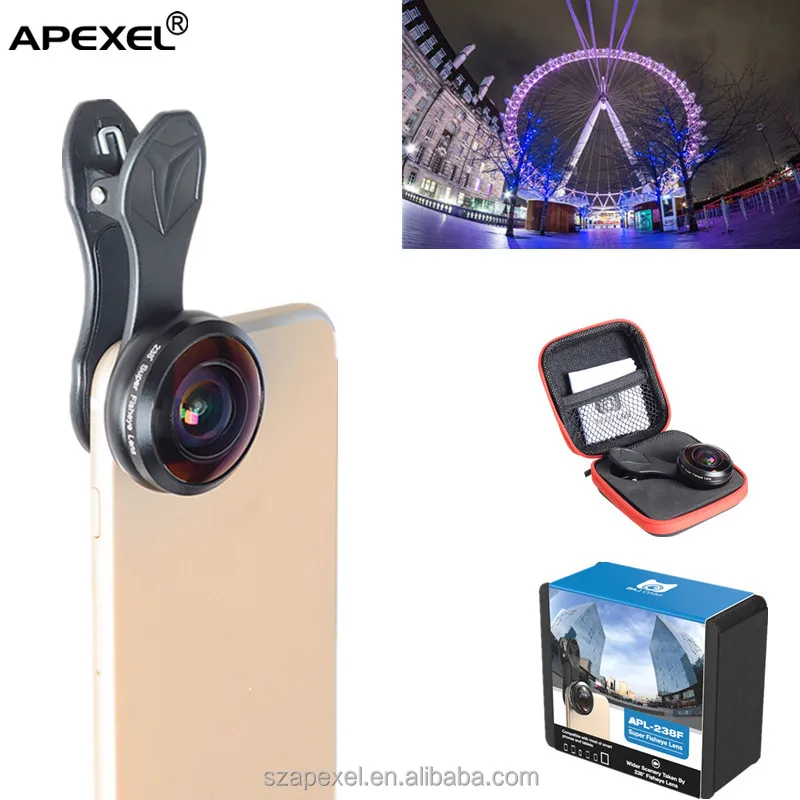 Apexel newest camera lens APL-238F 8mm 238 degree super fisheye lens for mobile phone hot selling 2017 amazon mobile extra lens