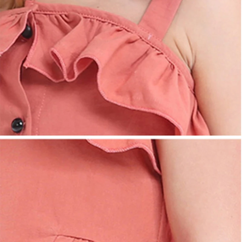 OEM Fashion beautiful girls ruffles buttons camisole new trened cotton blends fabric shirt wholesale t-shirts