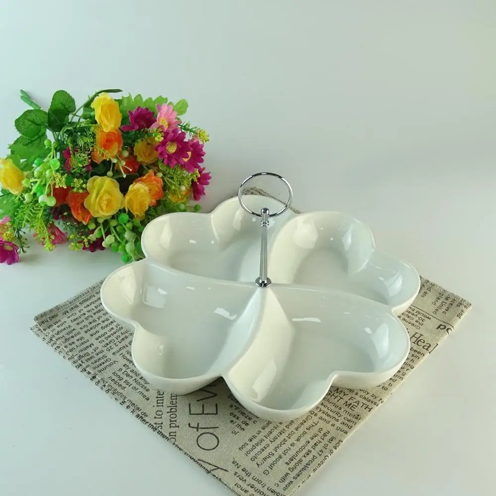 Обеденные тарелки керамические сервировочные блюда поднос фруктовая тарелка для закусок/орехов/десертов с металлической ручкой