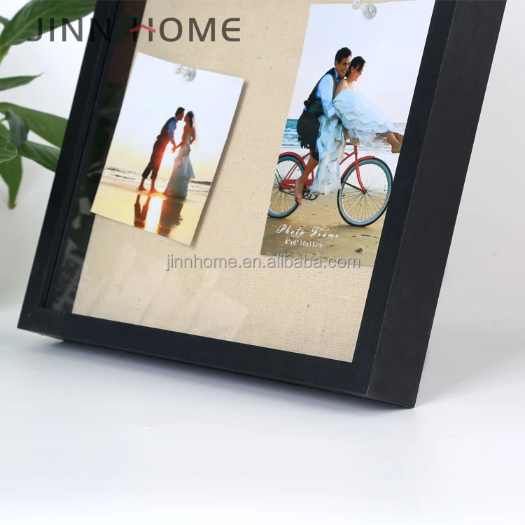 3D Shadow Deep Creative Double-Sided MDF Photo Frame Luxury Style Wood Picture Box with Iron Metal for Home Use