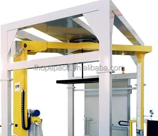 Rotary arm pallet stretch wrapper, turntable pallet wrapping machine