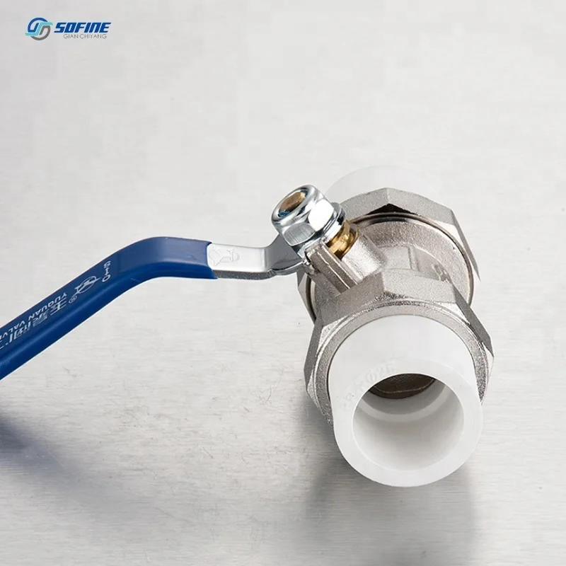 
Brass Body With Handle Nickel Plating PPR Double Plastic Ball Valve 