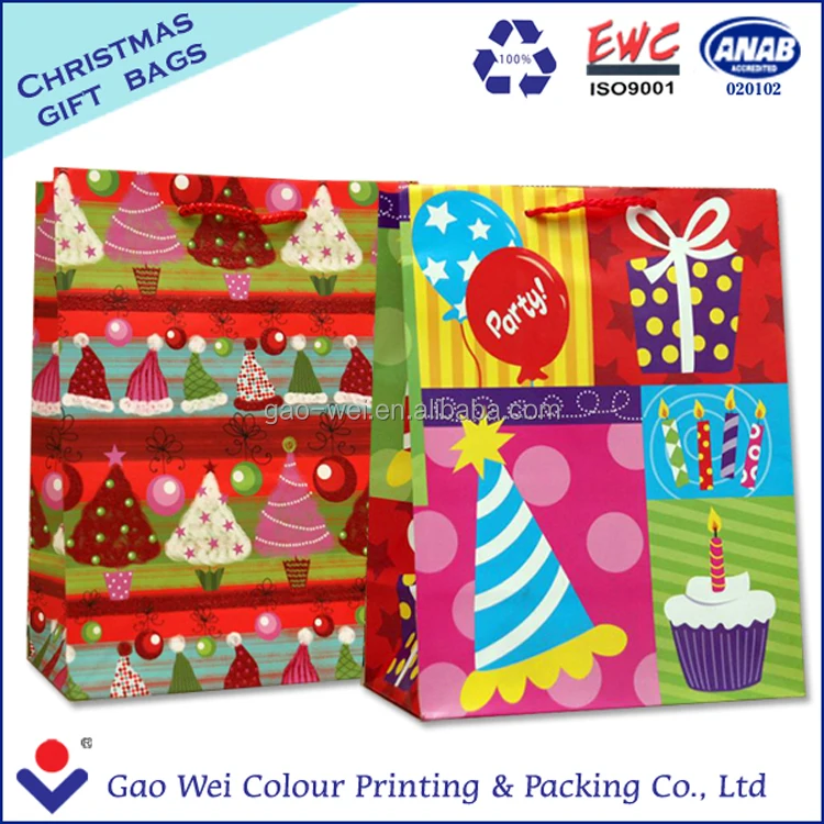 
New christmas custom paper shopping bag with logo printing 