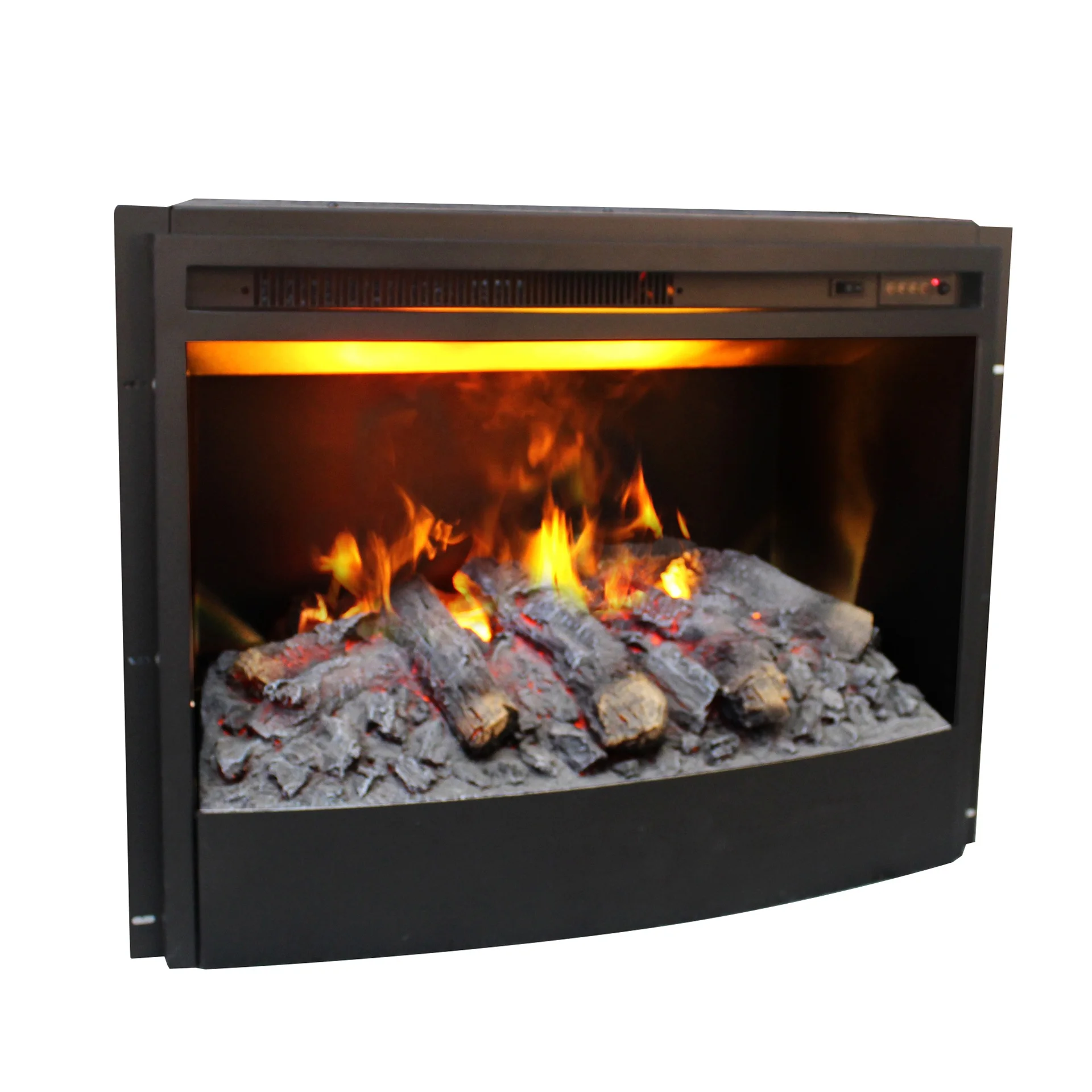 Electric Water Vapor Fire Steam Fireplace lnsert Firebox 25.5 Inch Curved Without Brick Wall
