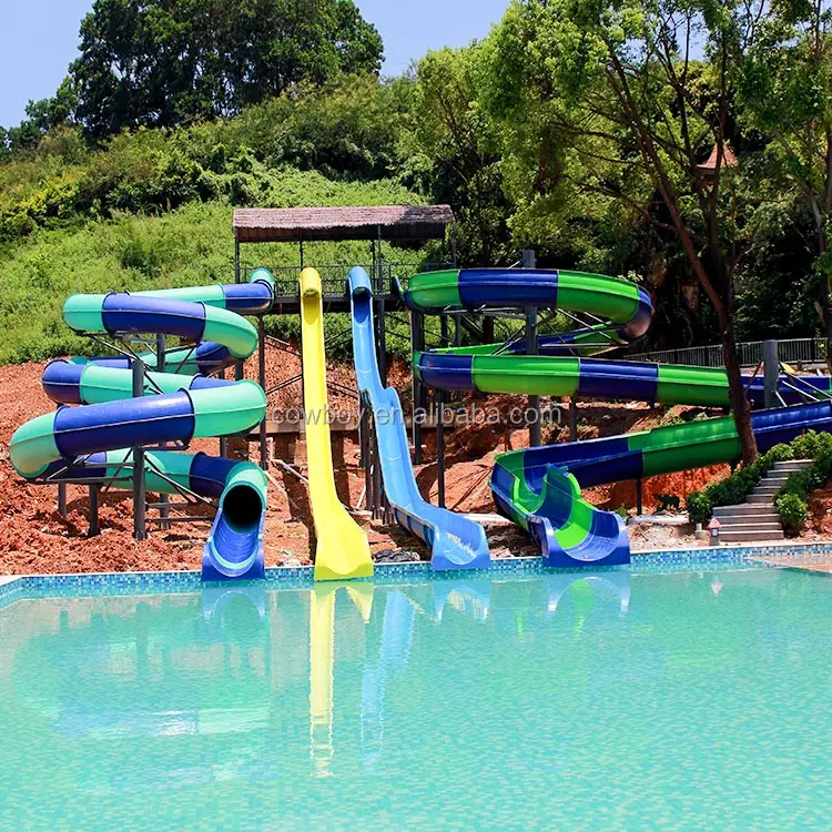 Fiberglass Large Water Slides Used Swimming Pool Slide for Sale Outdoor Playground Water Park Free Fall Kids & Adult Body Slide