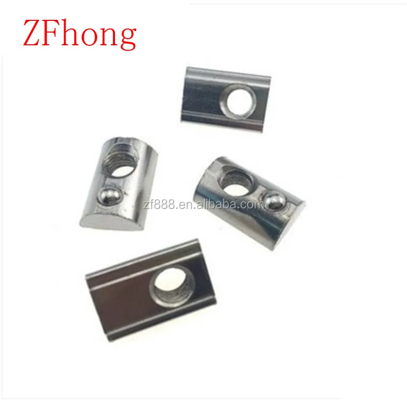 100pcs  M3 M4 M5 M6  Roll in Spring T nut with Ball for Aluminum Extrusion with Profile 20 Series Aluminum Profile