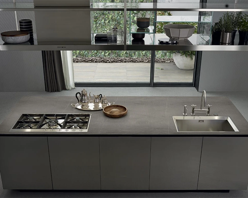 Vermont New Industrial Design Stainless Steel 304 Kitchen Cabinets Island With Sink And Faucet