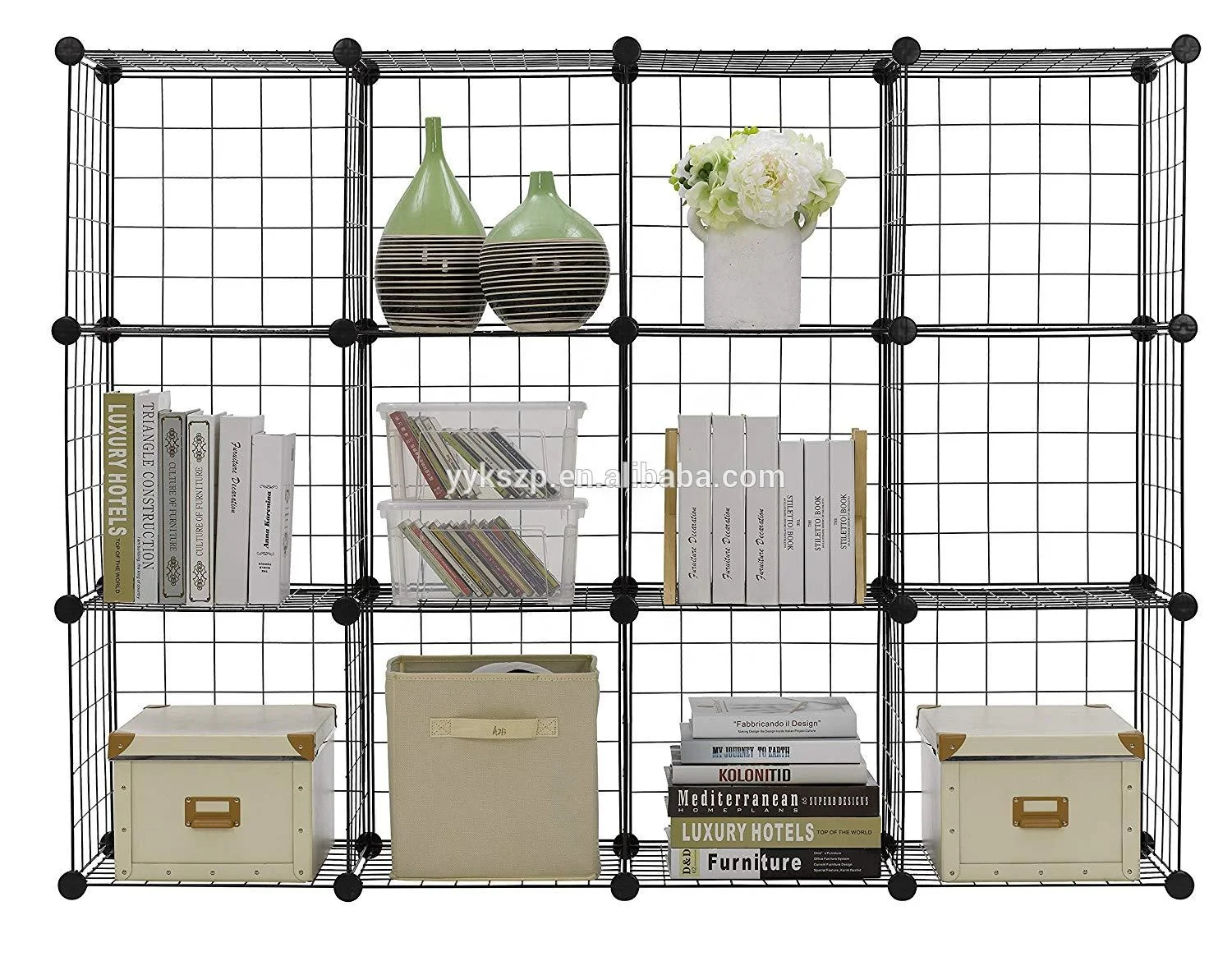 12 Modular metal wire cube wire mesh storage cubes wire grid wall panel wall mounted photo hanging display