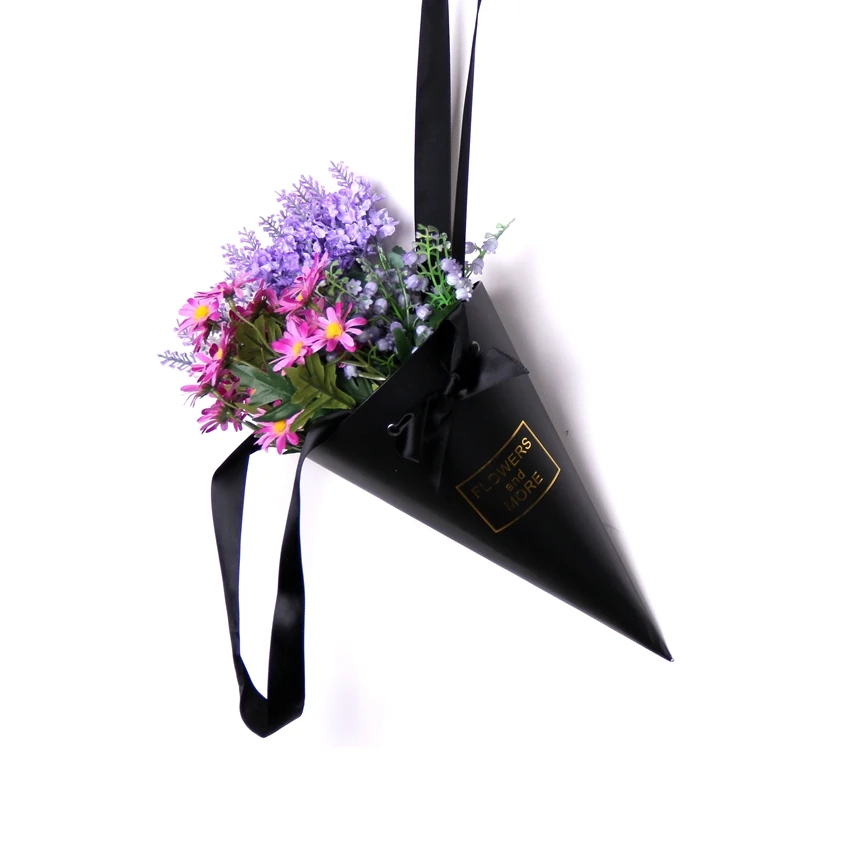 
Unique style wholesale paper rose boxes for flower packaging flower cone box 