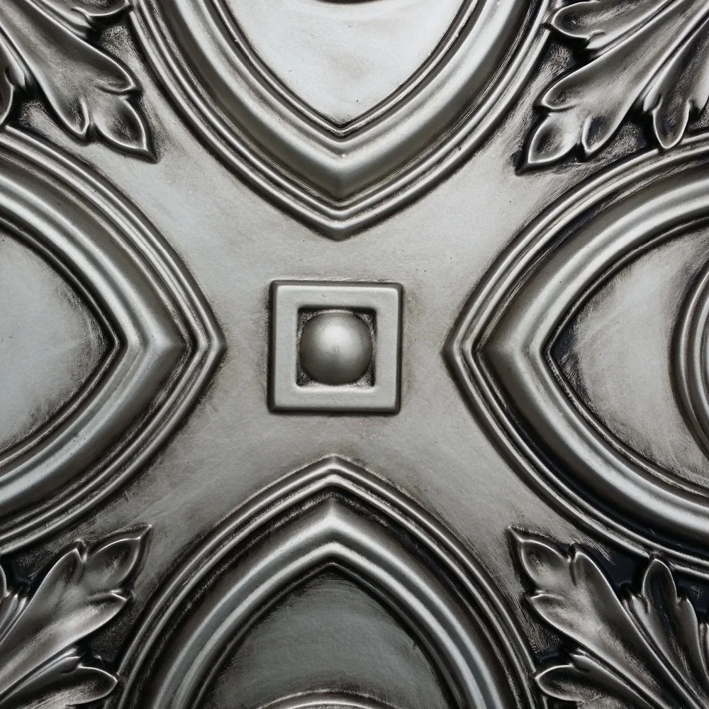 PL11 Faux tin finishes 3D embossing antiques silver ceiling tiles