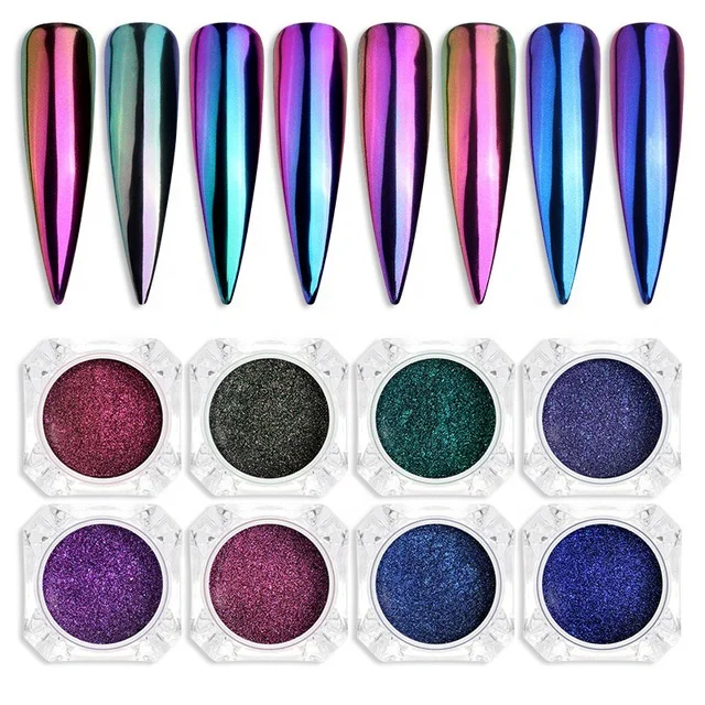 Зеркало для ногтей хромированный художественный блеск Хамелеон пигментная пудра для маникюра Типсы для ногтей декоративные аксессуары Гель-лак пыль