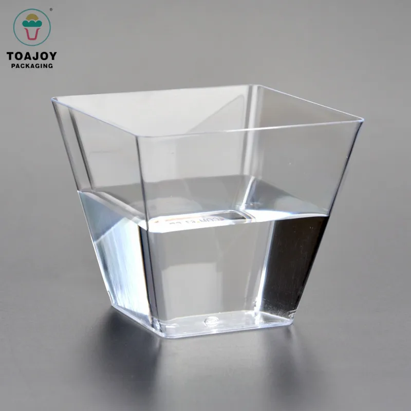 Biodegradable disposable transparent ps ice cream  square mousse plastic dessert cups