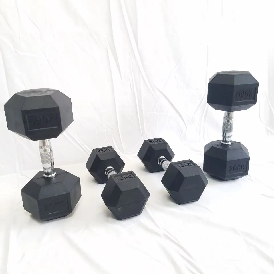 Gym Fitness Hex Rubber Dumbbell