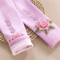 B10506A европейские леггинсы с цветочным принтом для маленьких девочек, хлопковые леггинсы