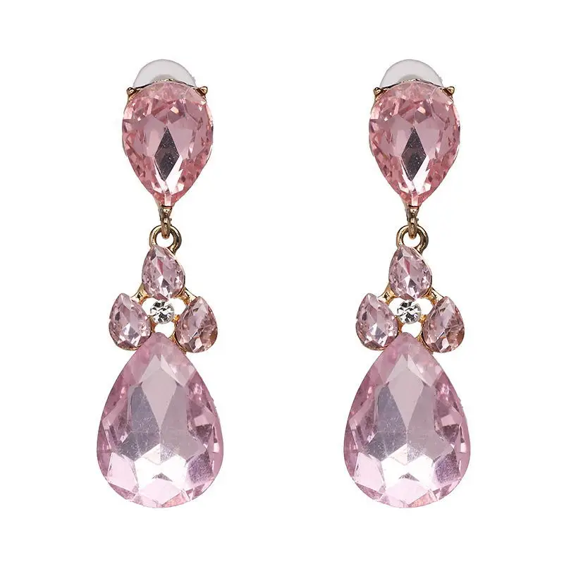 AER-1932309 New Trendy Elegent  Luxury Charm Women Jewelry Multicolor Boho Ruby Rhinestone Drop Dangle Statement Wedding Earring